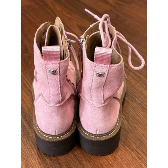 Sam Edelman Women's Lue Lace-Up Combat Boots Suede Pink Size 8 - Picture 3 of 11